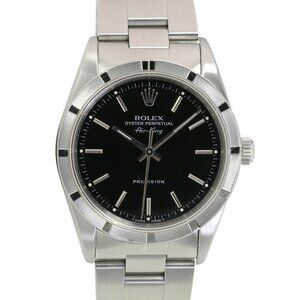 ROLEX AIRKING NLACK INDEX DIAL STAINLESS STEEL ENGINE TURNED OYSTER WATCH 14010